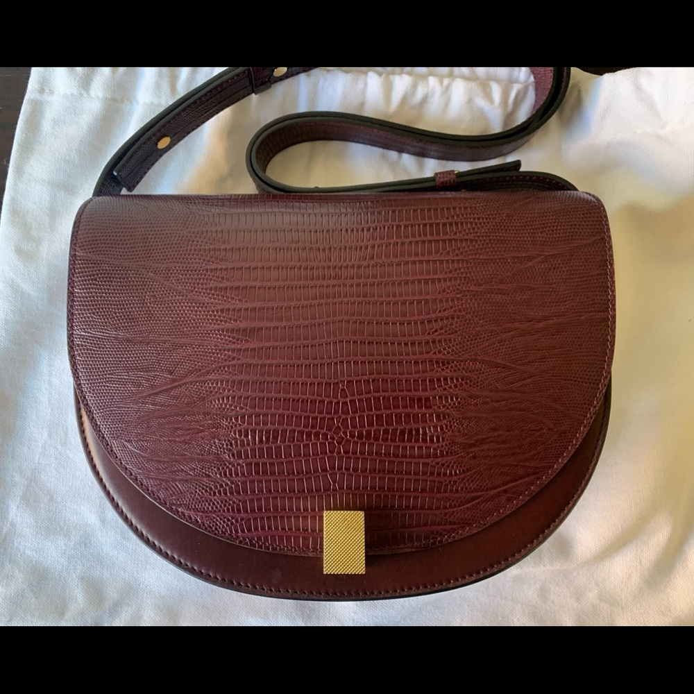 Victoria Beckham Half Moon Burgundy Shoulder Bag